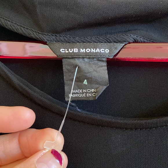 Club Monaco black dress with leather waist band size 4 - Picture 4 of 7